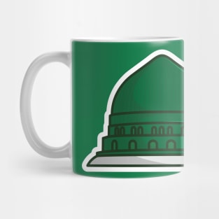 Isalmic Madina Masjid Al Nabawi Mosque Sticker design vector illustration. Islamic religion icon concept. Al Nabawi Mosque in Mecca Saudi Arabia sticker vector design. Mug